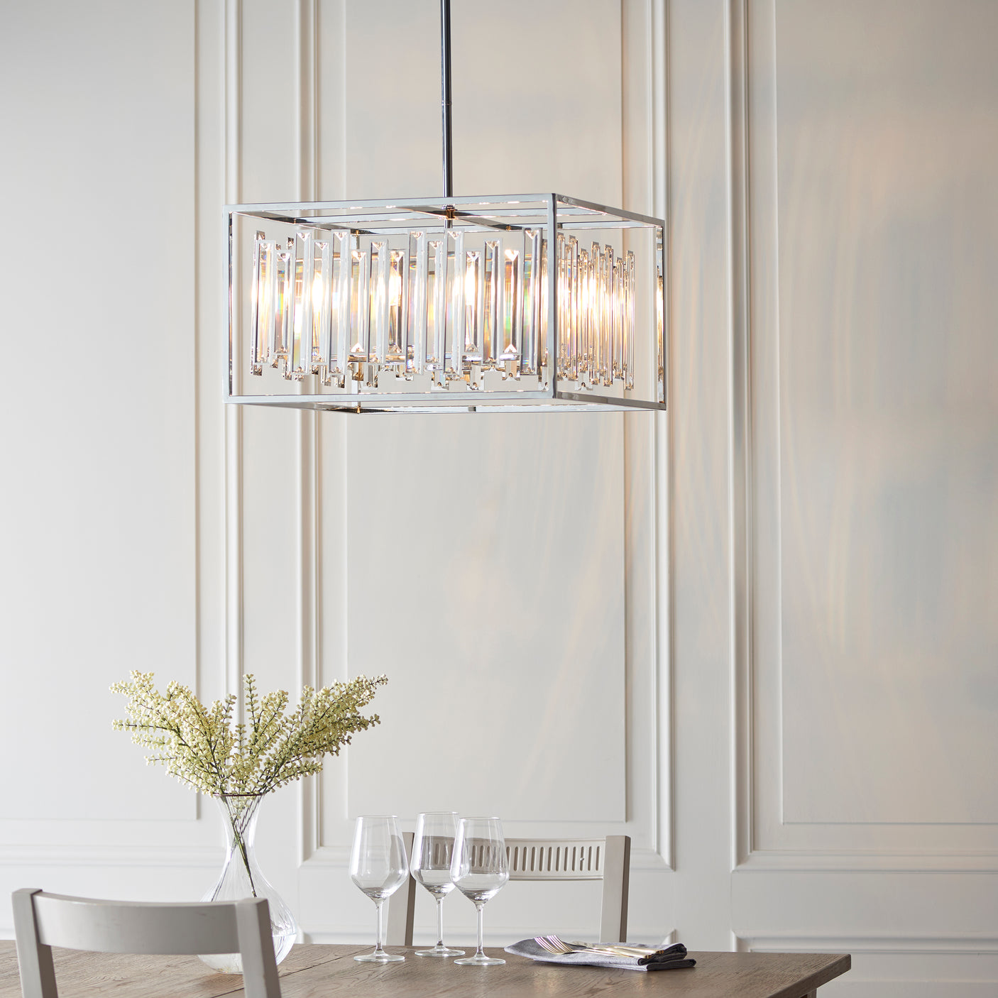 Lacona Arcadia 6Lt Indoor Pendant Light In Clear Crystal & Chrome Plate Finish - Lacona Home 