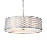 Lacona Corvus 3Lt Indoor Pendant Light In Satin Nickel Plate, White Fabric & Frosted Glass Finish - Lacona Home 