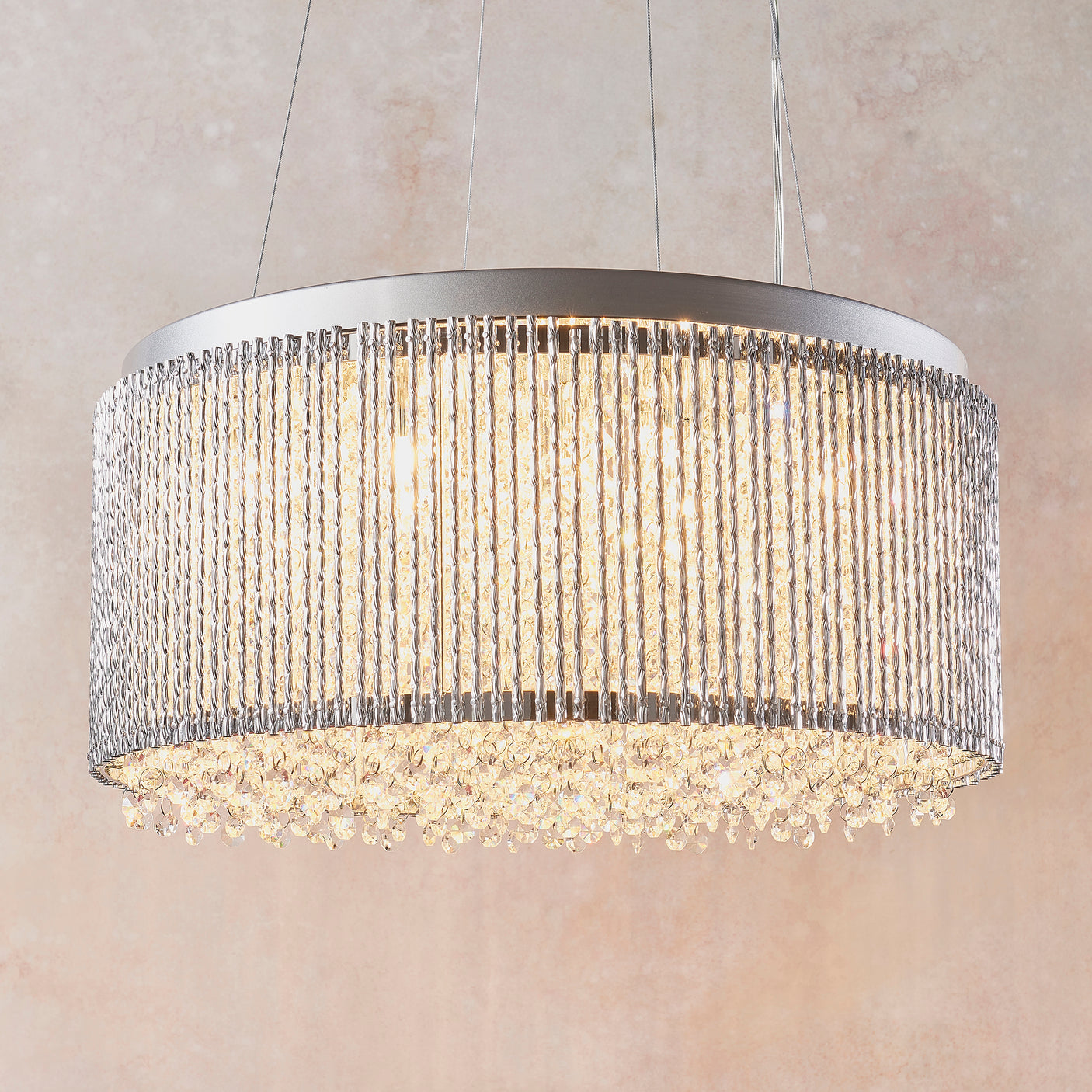 Lacona Galatea 2Lt Indoor Pendant Light In Chrome Plate & Clear Crystal Finish - Lacona Home 