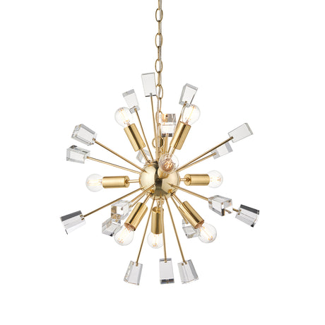 Lacona Mosaic 9Lt Indoor Pendant Light In Satin Brass Plate & Clear Crystal Finish - Lacona Home 