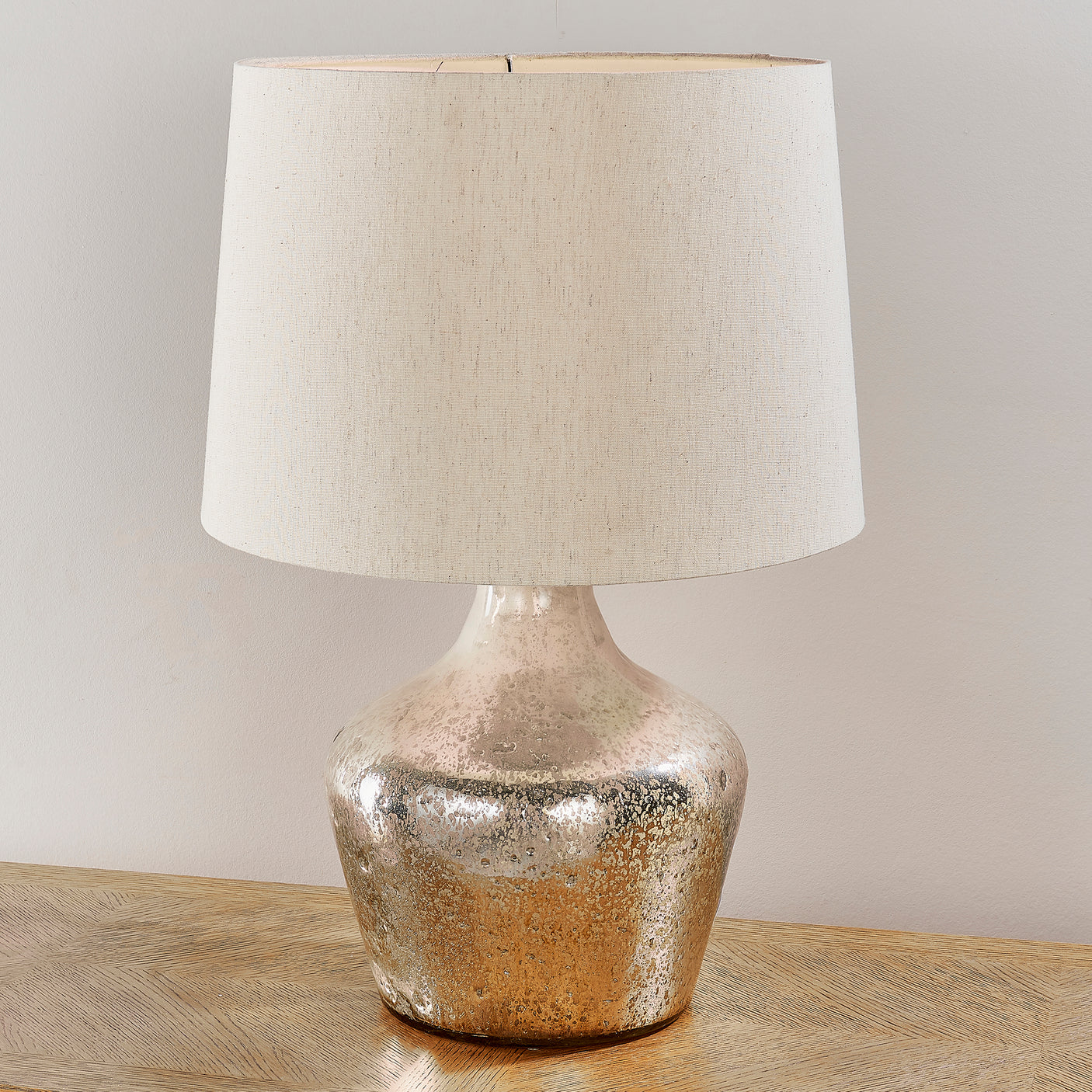 Lacona Empyrean 1Lt Indoor Table Lamp In Pearl Ombre Foil & Vintage White Linen Finish - Lacona Home 