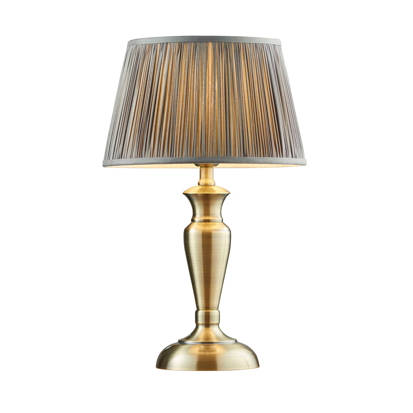 Lacona Nordic Bloom 1Lt Indoor Table Lamp In Antique Brass Plate & Charcoal Grey Silk Finish - Lacona Home 