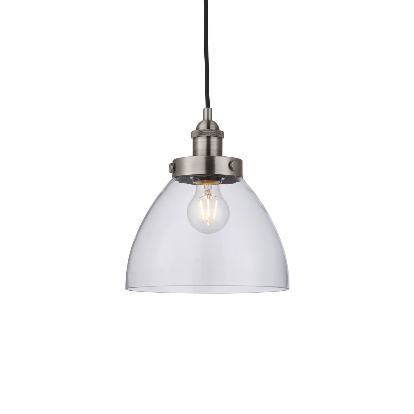 Lacona Hanley 1Lt Indoor Pendant Light In Brushed Silver Paint & Clear Glass Finish - Lacona Home 