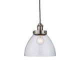 Lacona Hanley 1Lt Indoor Pendant Light In Brushed Silver Paint & Clear Glass Finish - Lacona Home 