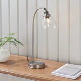 Lacona Hanley 1Lt Indoor Table Lamp In Brushed Silver Paint & Clear Glass Finish - Lacona Home 