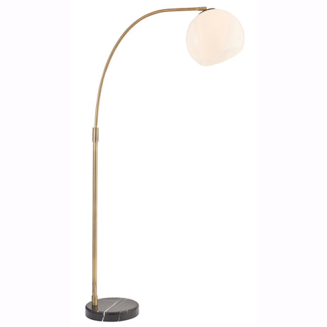 Lacona Octavian 1Lt Indoor Floor Lamp In Matt Antique Brass Plate, Black Marble & Opal Glass Finish - Lacona Home 