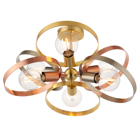 Lacona Circlet 6Lt Indoor Semi Flush Light In Brushed Brass, Nickel & Copper Plate Finish - Lacona Home 