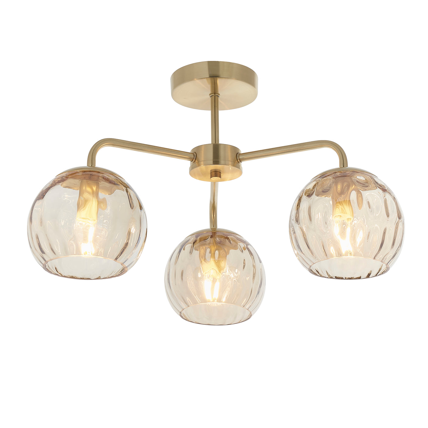 Lacona Divot 3Lt Indoor Semi Flush Light In Satin Brass Plate & Champagne Lustre Glass Finish - Lacona Home 