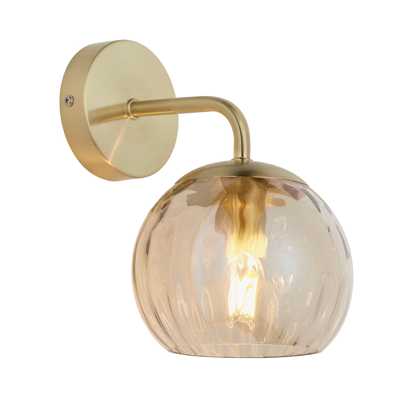 Lacona Divot 1Lt Indoor Wall Light In Satin Brass Plate & Champagne Lustre Glass Finish - Lacona Home 