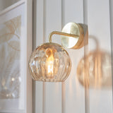 Lacona Divot 1Lt Indoor Wall Light In Satin Brass Plate & Champagne Lustre Glass Finish - Lacona Home 