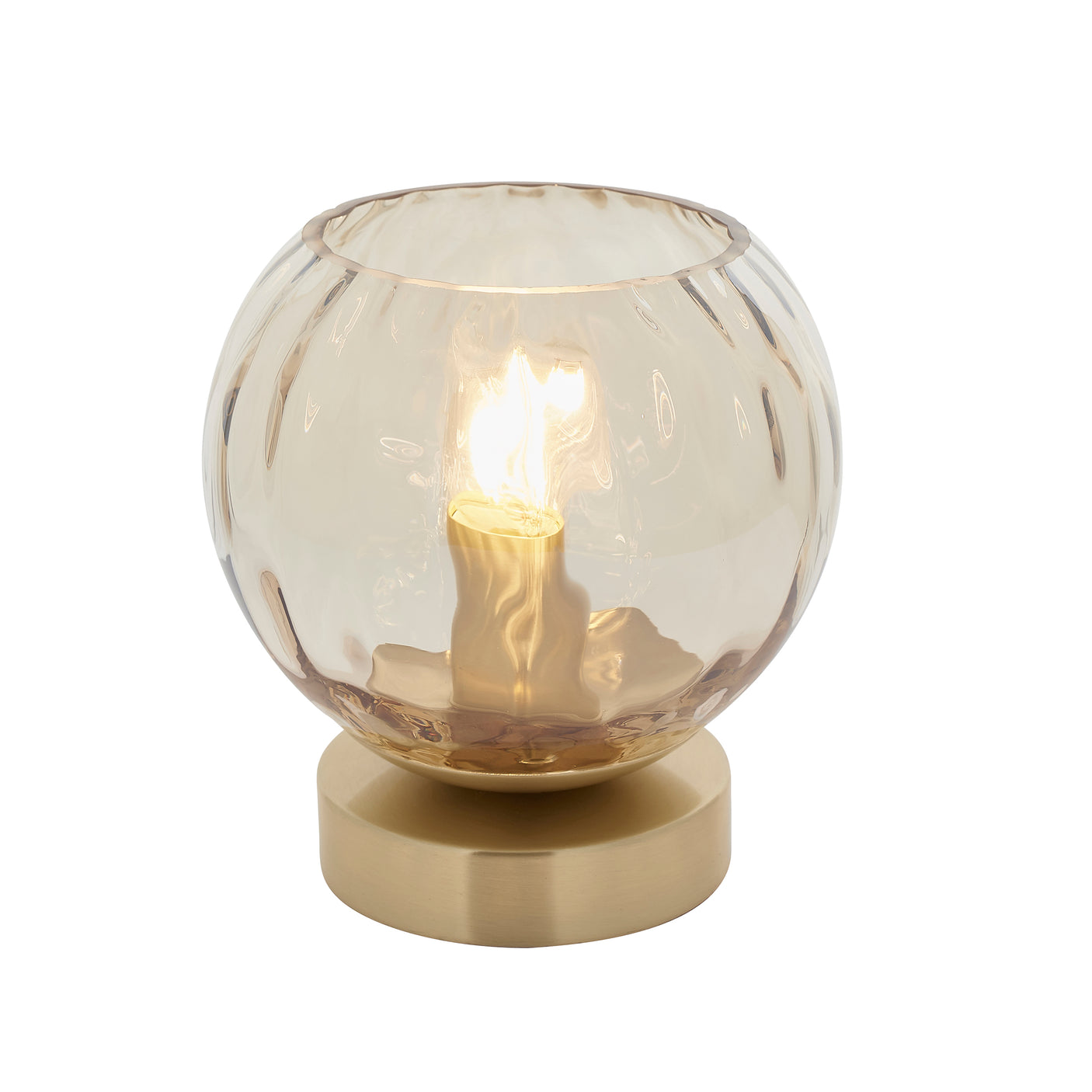 Lacona Divot 1Lt Indoor Table Lamp In Satin Brass Plate & Champagne Lustre Glass Finish - Lacona Home 