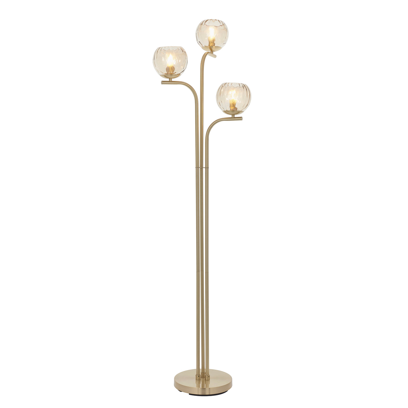 Lacona Divot 3Lt Indoor Floor Lamp In Satin Brass Plate & Champagne Lustre Glass Finish - Lacona Home 