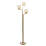 Lacona Divot 3Lt Indoor Floor Lamp In Satin Brass Plate & Champagne Lustre Glass Finish - Lacona Home 