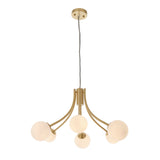 Lacona Floret 6Lt Indoor Pendant Light In Satin Brass Plate & Opal Glass Finish - Lacona Home 