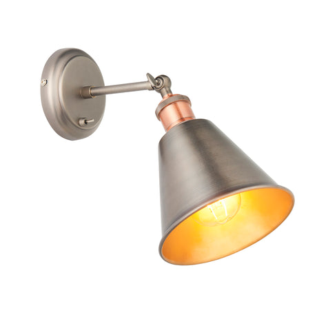 Lacona Helios 1Lt Indoor Wall Light In Aged Pewter & Aged Copper Plate Finish - Lacona Home 