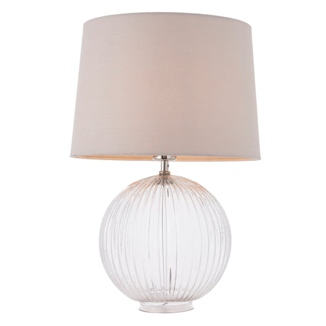 Lacona Gem Mira 1Lt Indoor Table Lamp In Clear Ribbed Glass & Natural Linen Finish - Lacona Home 