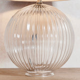 Lacona Gem Mira 1Lt Indoor Table Lamp In Clear Ribbed Glass & Natural Linen Finish - Lacona Home 