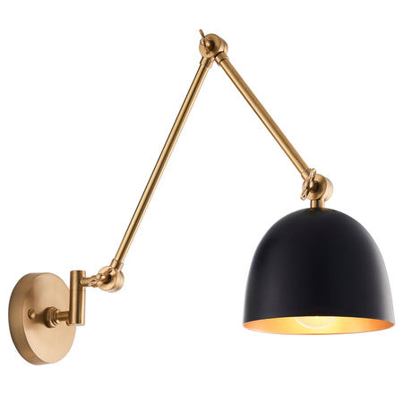 Lacona Lunaris 1Lt Indoor Wall Light In Antique Solid Brass & Matt Black Finish - Lacona Home 