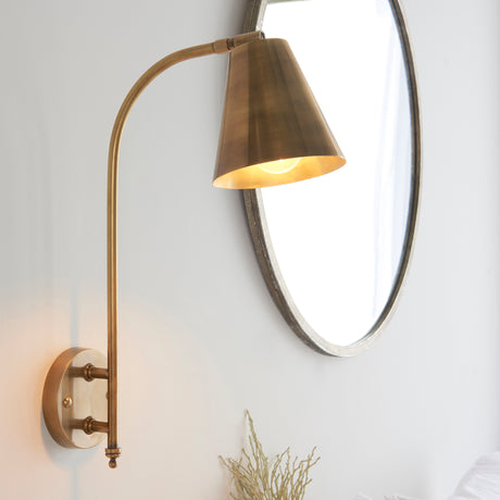 Lacona Rhodia 1Lt Indoor Wall Light In Antique Solid Brass Finish - Lacona Home 