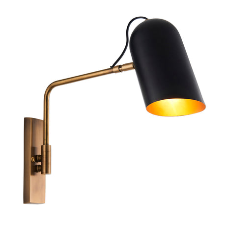 Lacona Novalight 1Lt Indoor Wall Light In Antique Solid Brass & Matt Black Finish - Lacona Home 