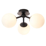 Lacona Pulsar 3Lt Bathroom Semi Flush Light In Matt Black & Matt White Glass Finish - Lacona Home 