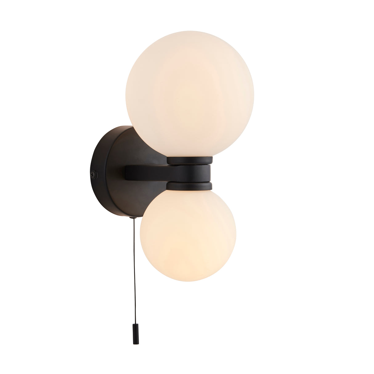 Lacona Pulsar 2Lt Bathroom Wall Light In Matt Black & Matt White Glass Finish - Lacona Home 