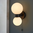 Lacona Pulsar 2Lt Bathroom Wall Light In Matt Black & Matt White Glass Finish - Lacona Home 