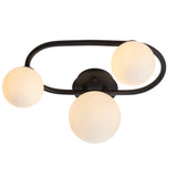 Lacona Pulsar 3Lt Bathroom Semi Flush Light In Matt Black & Matt White Glass Finish - Lacona Home 