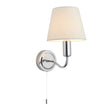 Lacona Conduit 1Lt Bathroom Wall Light In Chrome Plate & Ivory Linen Mix Fabric Finish - Lacona Home 