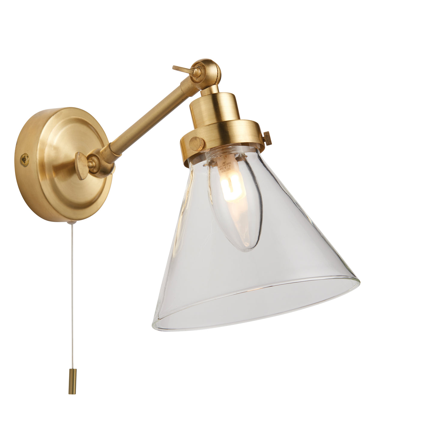 Lacona Flux 1Lt Bathroom Wall Light In Satin Brass Plate & Clear Glass Finish - Lacona Home 