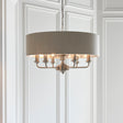 Lacona Highgate 6Lt Indoor Pendant Light In Brushed Chrome Plate & Natural Linen Finish - Lacona Home 