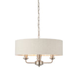 Lacona Highgate 3Lt Indoor Pendant Light In Brushed Chrome Plate & Natural Linen Finish - Lacona Home 