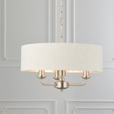 Lacona Highgate 3Lt Indoor Pendant Light In Brushed Chrome Plate & Natural Linen Finish - Lacona Home 