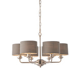 Lacona Highgate 6Lt Indoor Pendant Light In Bright Nickel Plate & Charcoal Fabric Finish - Lacona Home 