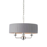 Lacona Highgate 3Lt Indoor Pendant Light In Bright Nickel Plate & Charcoal Fabric Finish - Lacona Home 