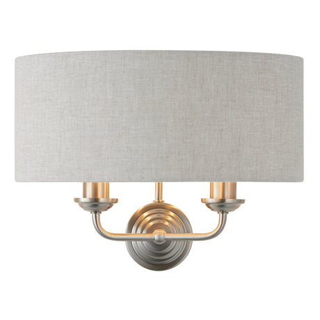 Lacona Highgate 2Lt Indoor Wall Light In Brushed Chrome Plate & Natural Linen Finish - Lacona Home 