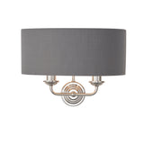 Lacona Highgate 2Lt Indoor Wall Light In Bright Nickel Plate & Charcoal Fabric Finish - Lacona Home 