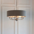 Lacona Highgate 8Lt Indoor Pendant Light In Bright Nickel Plate & Charcoal Fabric Finish - Lacona Home 