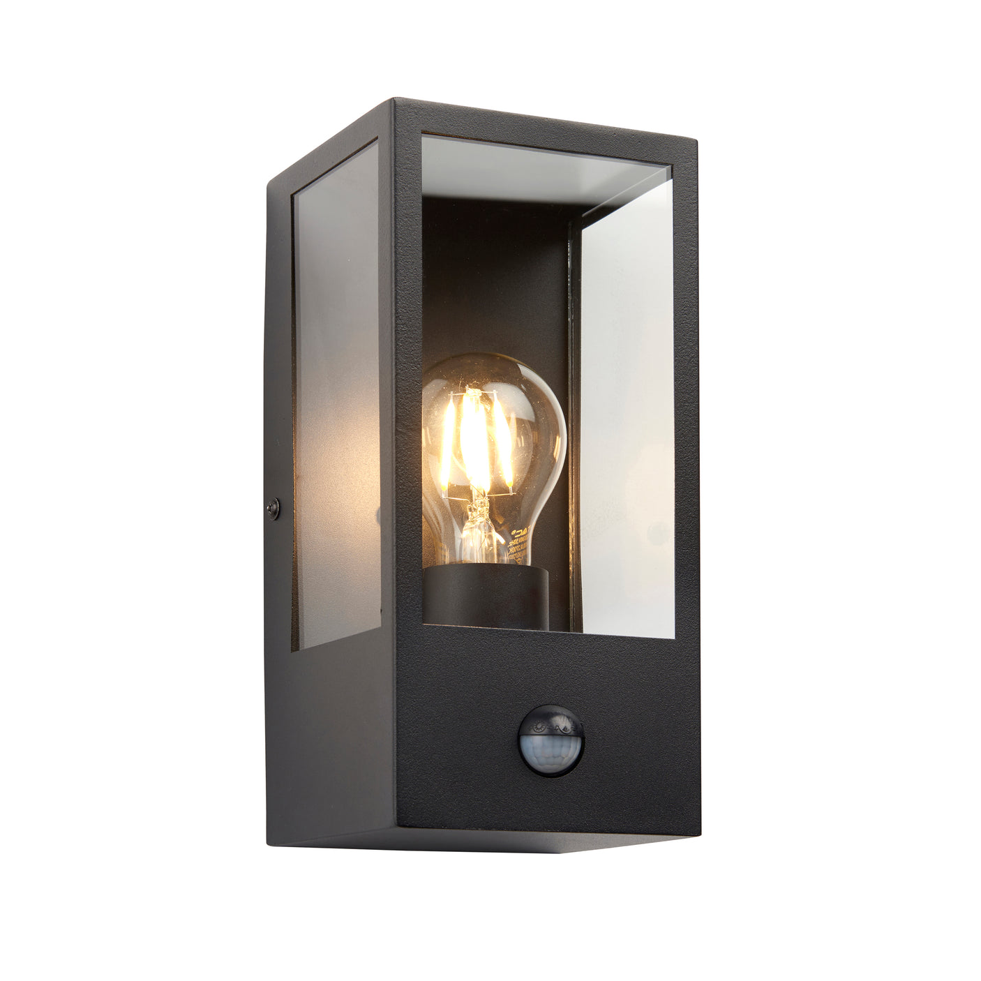 Lacona Sentinel Scholar 1Lt Outdoor Wall Light In Matt Black & Clear Glass Finish - Lacona Home 