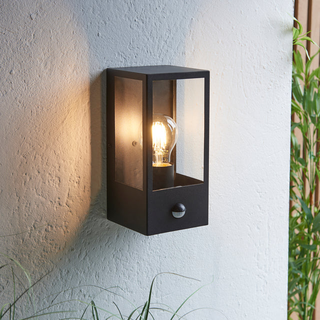 Lacona Sentinel Scholar 1Lt Outdoor Wall Light In Matt Black & Clear Glass Finish - Lacona Home 