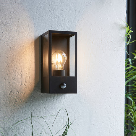 Lacona Sentinel Scholar 1Lt Outdoor Wall Light In Matt Black & Clear Glass Finish - Lacona Home 