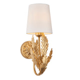 Lacona Delphi 1Lt Indoor Wall Light In Gold Leaf & Ivory Cotton Fabric Finish - Lacona Home 