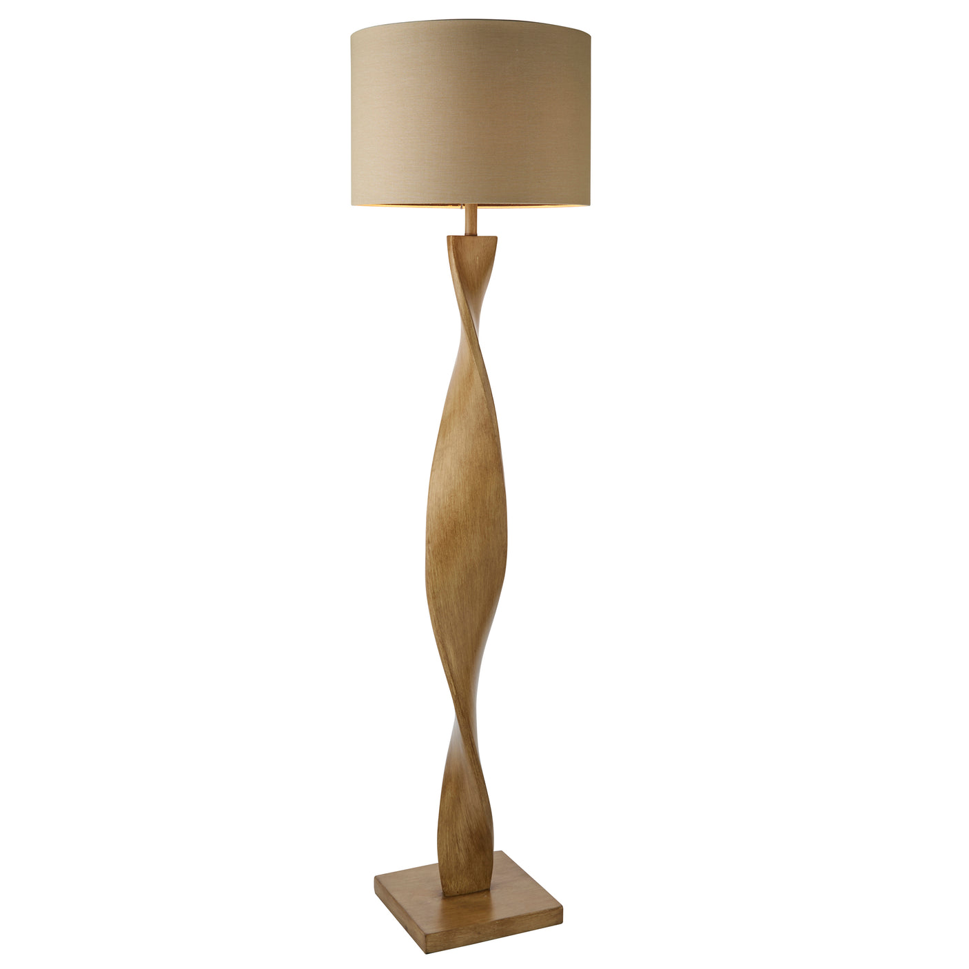 Lacona Asteria 1Lt Indoor Floor Lamp In Oak Effect Resin & Natural Linen Finish - Lacona Home 