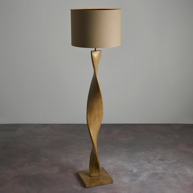 Lacona Asteria 1Lt Indoor Floor Lamp In Oak Effect Resin & Natural Linen Finish - Lacona Home 