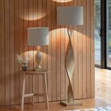 Lacona Asteria 1Lt Indoor Floor Lamp In Oak Effect Resin & Natural Linen Finish - Lacona Home 