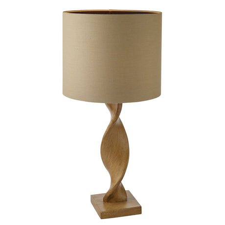 Lacona Asteria 1Lt Indoor Table Lamp In Oak Effect Resin & Natural Linen Finish - Lacona Home 