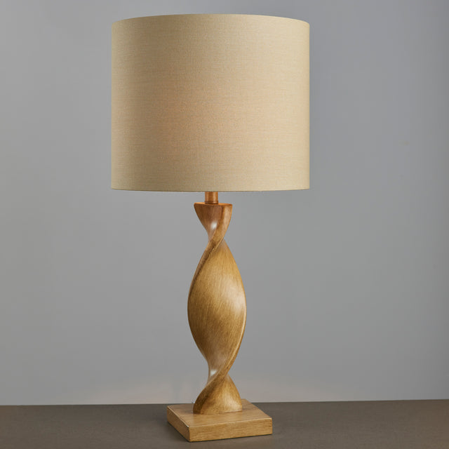 Lacona Asteria 1Lt Indoor Table Lamp In Oak Effect Resin & Natural Linen Finish - Lacona Home 