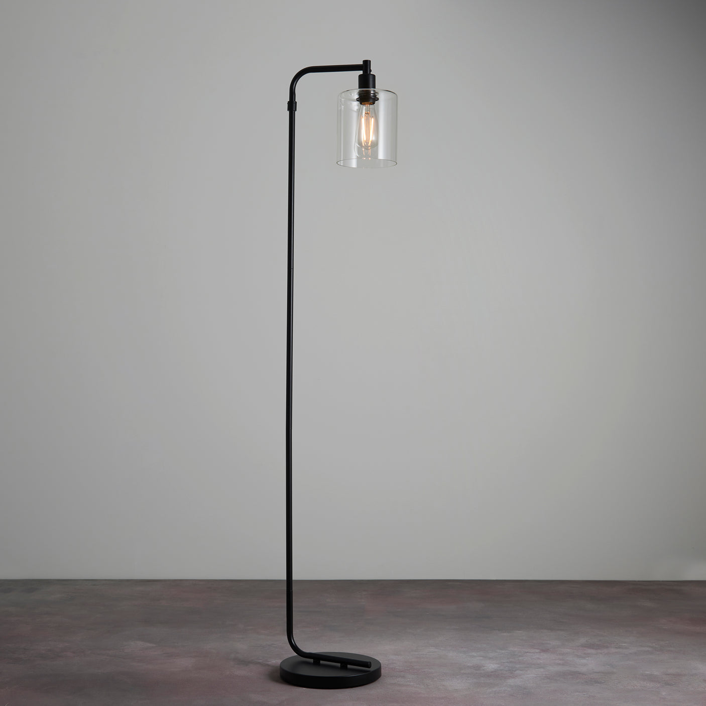 Lacona Castilla 1Lt Indoor Floor Lamp In Matt Black & Clear Glass Finish - Lacona Home 