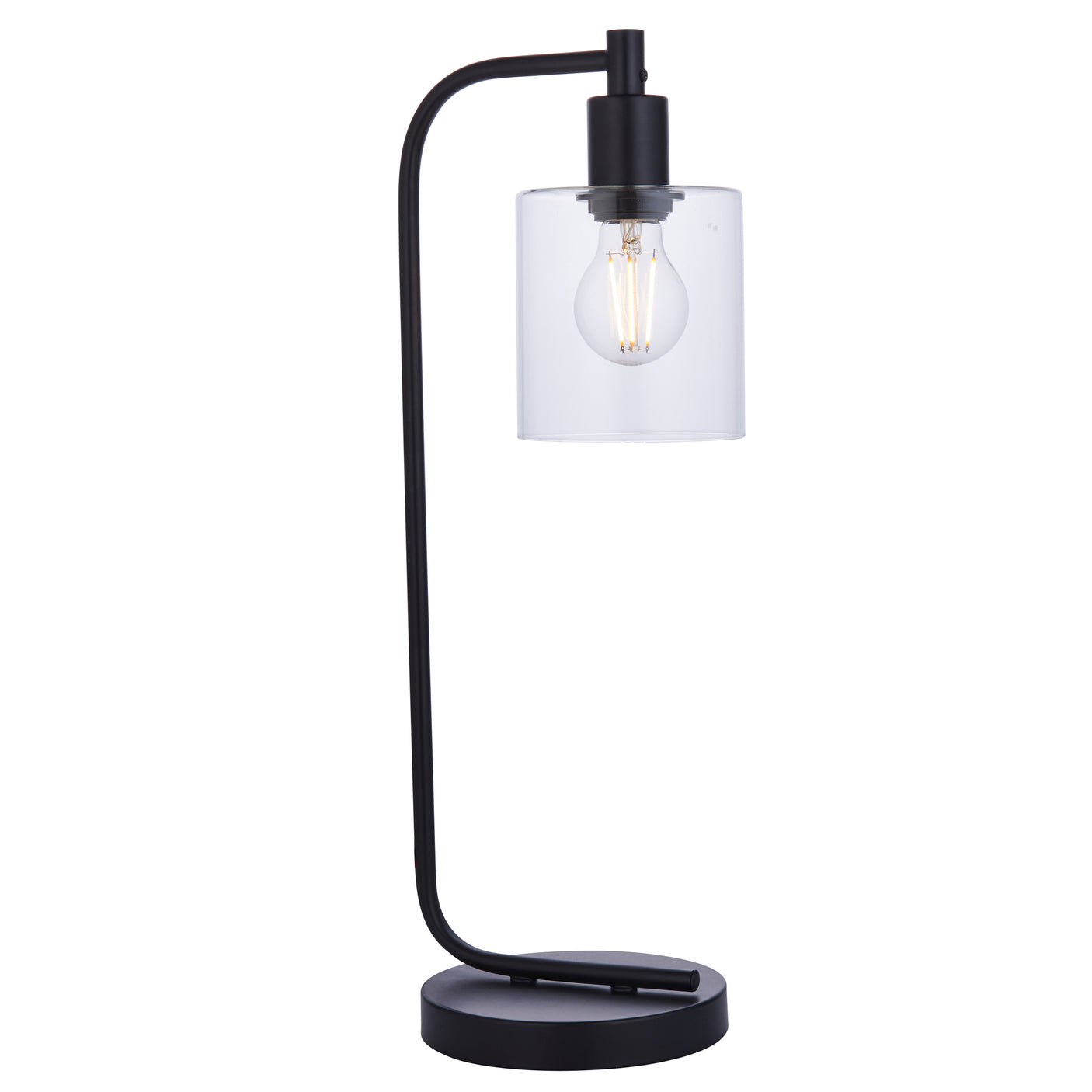 Lacona Castilla 1Lt Indoor Table Lamp In Matt Black & Clear Glass Finish - Lacona Home 