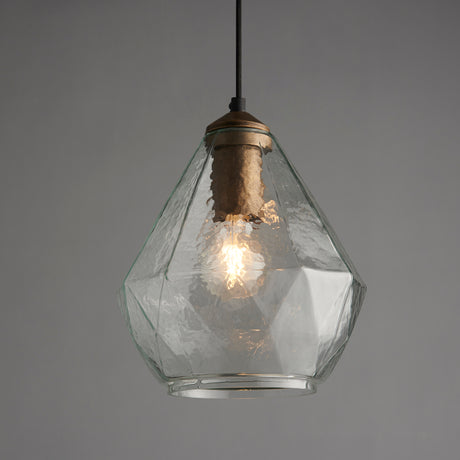 Lacona Ebb 1Lt Indoor Pendant Light In Antique Gold Paint & Clear Glass Finish - Lacona Home 